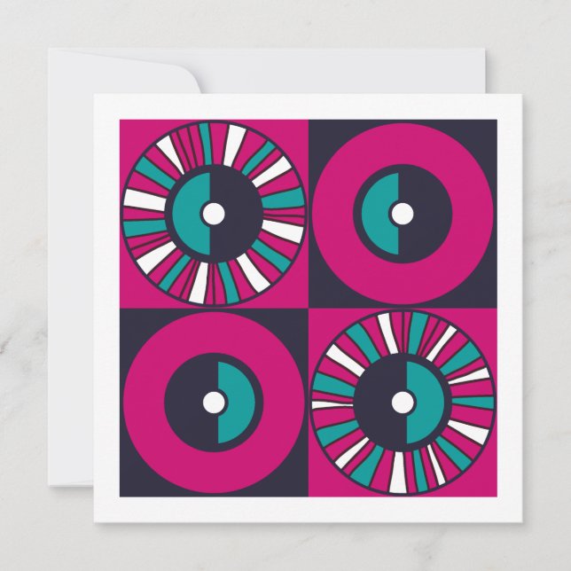 Ethnische Mitte Jahrhundert Moderne Magenta Aquama Karte (Vorderseite)