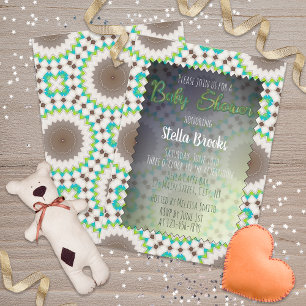 Ethnische Mosaikgeschlechtsneutrale Babydusche Einladung