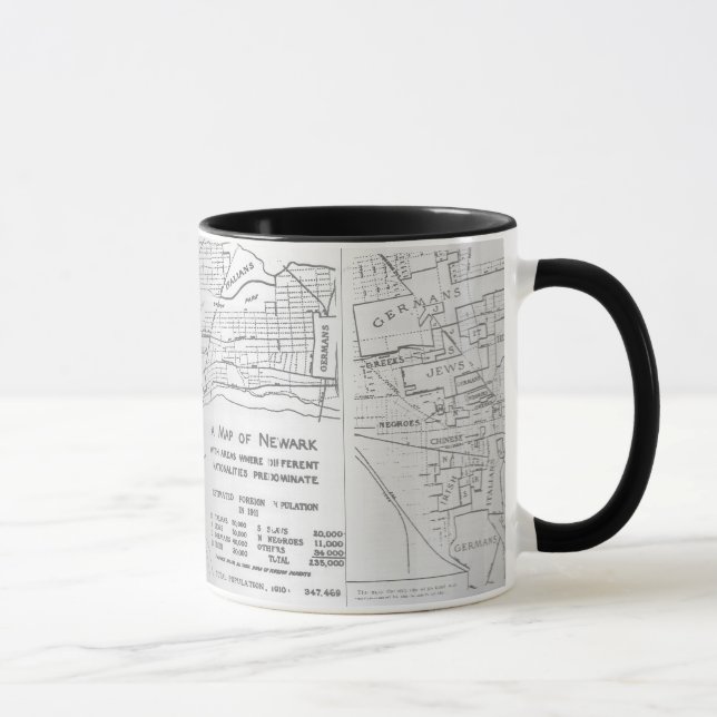 Ethnische Nachbarschafts-Karte Newarks New-Jersey Tasse (Rechts)