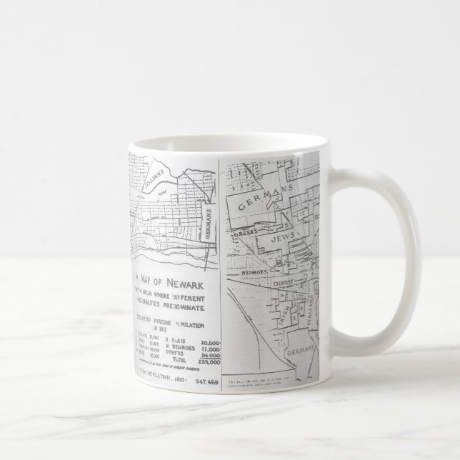 Ethnische Nachbarschafts-Karte Newarks New-Jersey Tasse (Rechts)