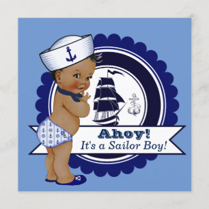 Ethnische Nautical-Baby-Party Boy Blue Einladung