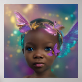 Ethnische niedliche kleine Mädchen Schmetterling l Poster