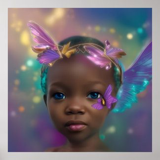 Ethnische niedliche kleine Mädchen Schmetterling l Poster