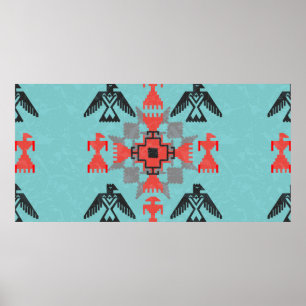 Ethnische Ornamente im Navajo-Stil mit Vögeln und Poster