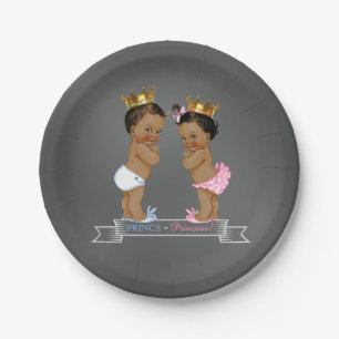 Ethnische Prinz und Prinzessin Kreidetafel Baby Sh Pappteller