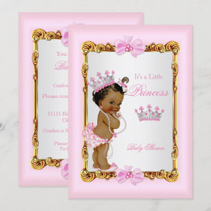 Ethnische Prinzessin Baby Shower Gold Rosa Perlen  Einladung