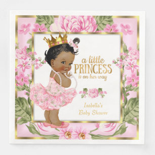 Ethnische Prinzessin Baby Shower Pink Gold Rose Fl Serviette