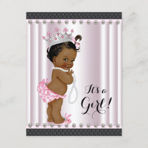 Ethnische Prinzessin Baby Shower Pink Pearl Einladung