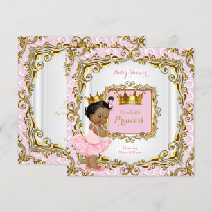 Ethnische Prinzessin Baby Shower Rosa Spitze Weiß  Einladung