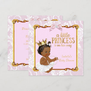Ethnische Prinzessin Baby Shower Weiß Pink Gold Einladung