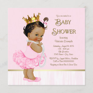 Ethnische Prinzessin Ballerina Rosa Gold Babyparty Einladung