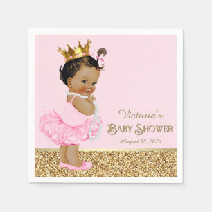 Ethnische Prinzessin Ballerina Rosa Gold Babyparty Serviette