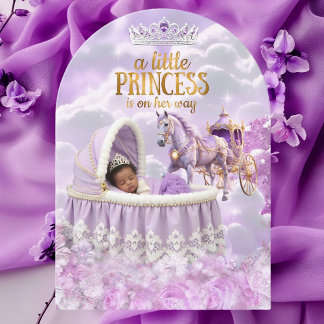 Ethnische Prinzessin Lila Baby Shower Kutsche Einladung