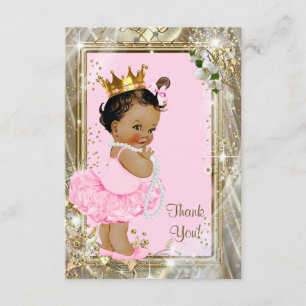 Ethnische Prinzessin Perlen Flach Baby Shower Dank Dankeskarte