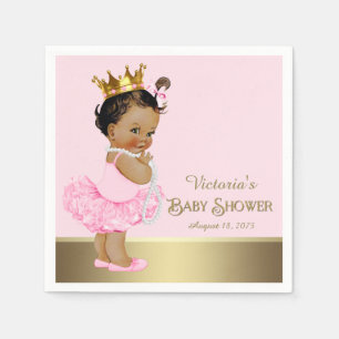 Ethnische Prinzessin Pink Gold Babyparty Serviette