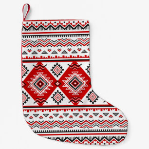 Ethnische Schwarz-weiße rote, ukrainische Motive. Kleiner Weihnachtsstrumpf