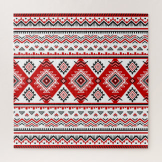 Ethnische Schwarz-weiße rote, ukrainische Motive. Puzzle