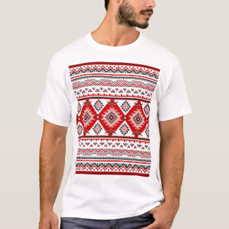 Ethnische Schwarz-weiße rote, ukrainische Motive. T-Shirt