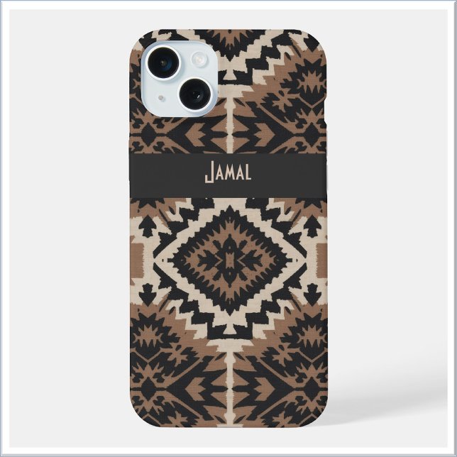 Ethnische Stammes-Mudcloth Schwarz & Beige iPhone Hülle (Von Creator hochgeladen)