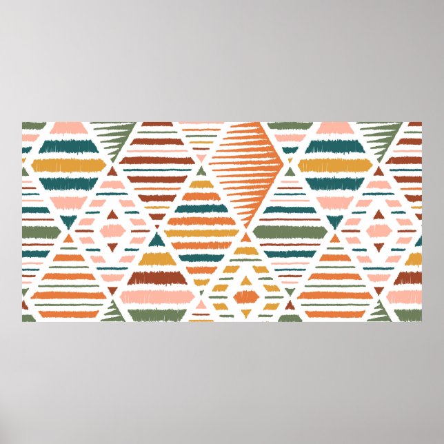 Ethnische Stammes Raute Nahtloses Muster. Traditio Poster (Vorne)