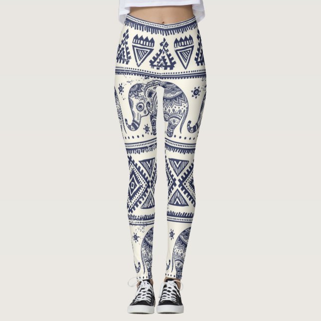 Ethnische Stammeselementare Leggings & Yoga-Pflanz (Vorderseite)