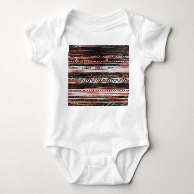 Ethnische Stammesstreifen: Teppichdesign. Baby Strampler (Vorderseite)
