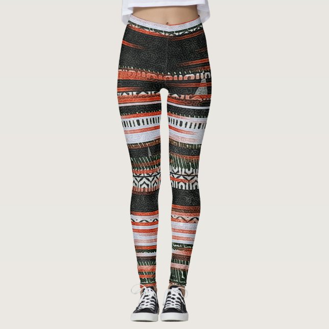 Ethnische Stammesstreifen: Teppichdesign. Leggings (Vorderseite)