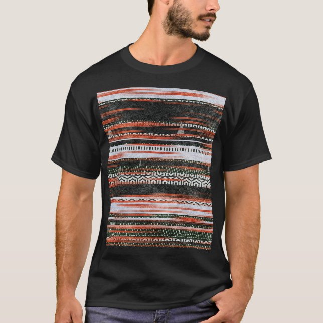 Ethnische Stammesstreifen: Teppichdesign. T-Shirt (Vorderseite)