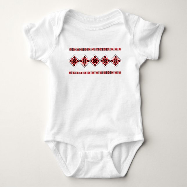 Ethnische Stickerei Geometirc Muster Baby Bodysuit Baby Strampler (Vorderseite)