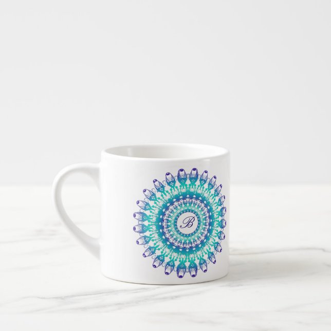 Ethnische Telefon-Mandala. Monogramm Espressotasse (Links)