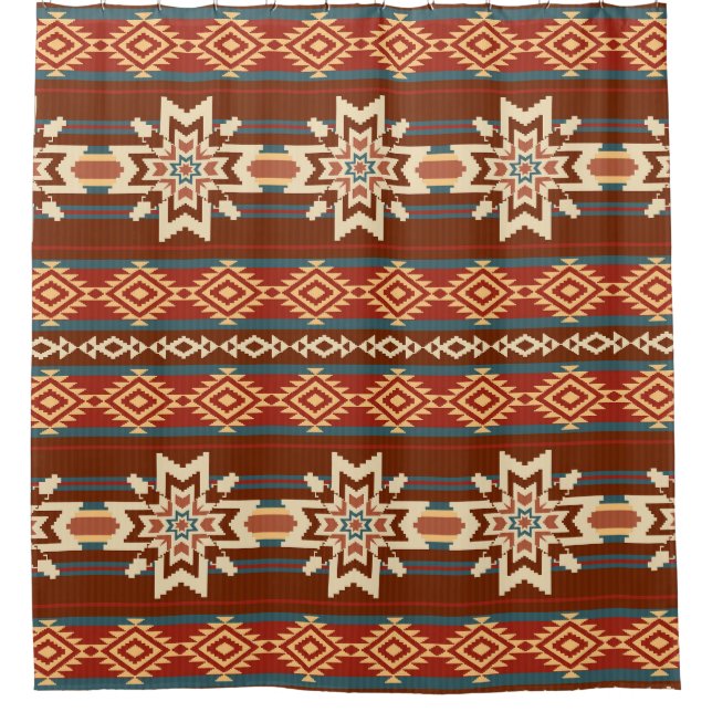 Ethnische Textil Sterne: Abstraktes Muster. Duschvorhang (Vorderseite)