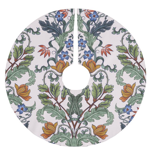 Ethnische Tradition: dekorative Vintage Blüte Polyester Weihnachtsbaumdecke (Vorderseite)