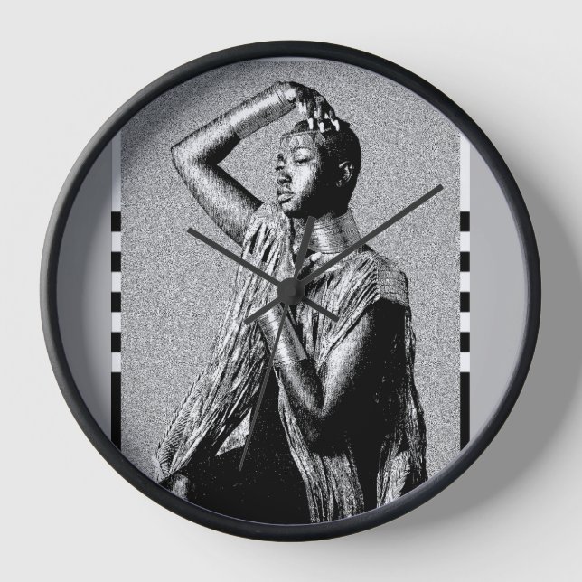 Ethnische Uhr – Afrozentrische Tinte-&-Feder-Illus (Vorderseite)