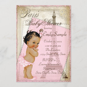 Ethnische Vintage-Paris-Baby-Party Einladung