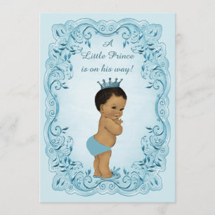 Ethnische Vintage-Prinz-Babyparty Blau Einladung