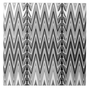 Ethnische Zickzack Damaske, grau, schwarz und weiß Fliese