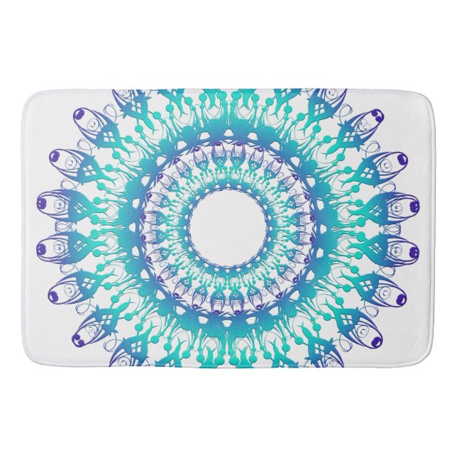 ethnischer aquamariner Mandala Badematte (Vorderseite)