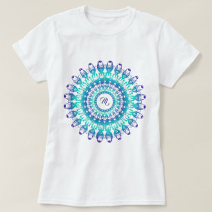 Ethnischer aquamariner Mandala. Monogramm T-Shirt
