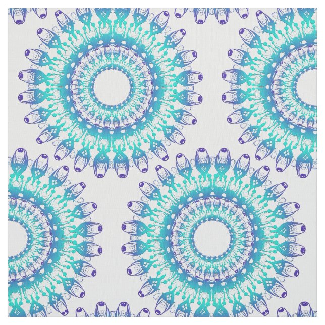 ethnischer aquamariner Mandala. Stoff (Muster)