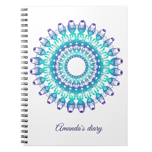 ethnischer aquamariner Mandala. Text Notizblock (Vorderseite)