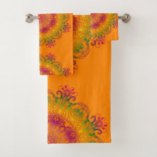 Ethnischer Blumenmandala. Badhandtuch Set
