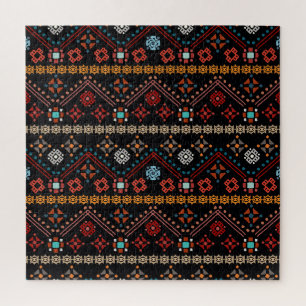 Ethnischer Boho: farbenfrohe Stämme nahtlos. Puzzle