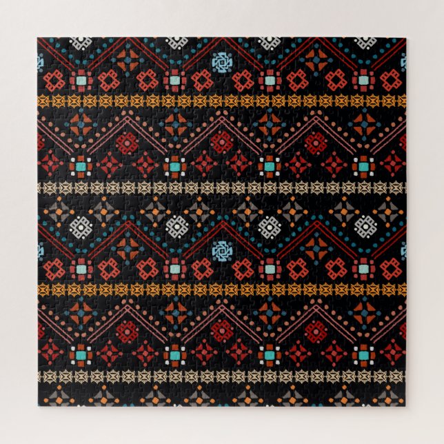 Ethnischer Boho: farbenfrohe Stämme nahtlos. Puzzle (Vertikal)