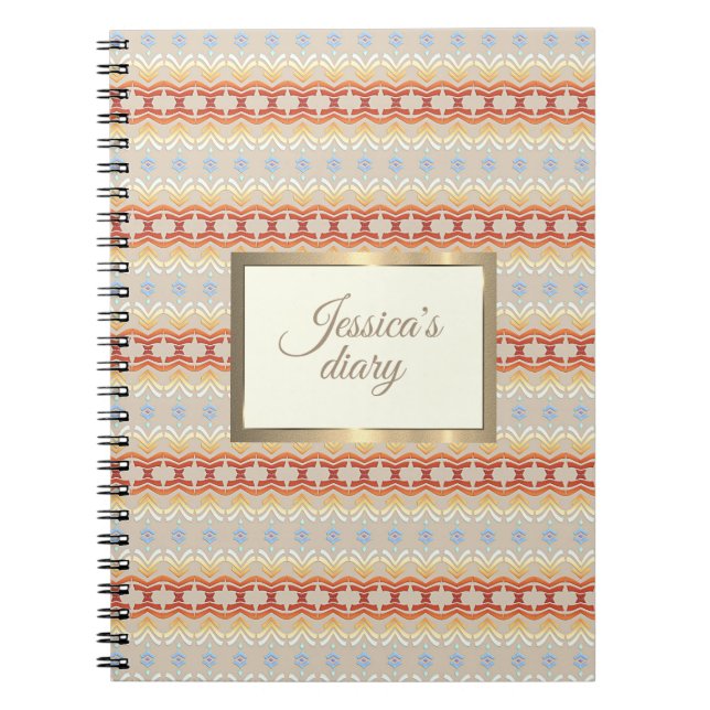 Ethnischer Boho-Stil geometrisches Muster. goldene Notizblock (Vorderseite)