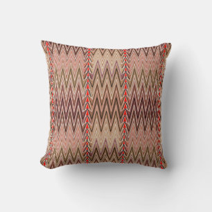 Ethnischer Chevron-Damaskus, Taupe-Tan und Beige Kissen