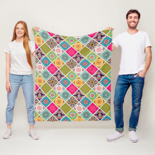 Ethnischer Druck im bunten Mandala-Stil Fleecedecke