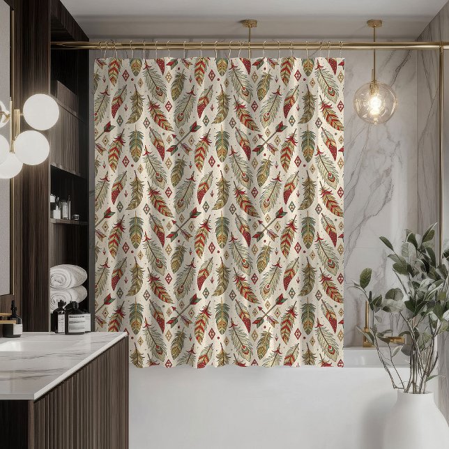 Ethnischer Duschvorhang Pfeile und Federmotiv (Ethnic Shower Curtain Arrows and Feather Motif)