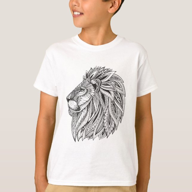Ethnischer gemusterter Löwe-Kopf T-Shirt (Vorderseite)