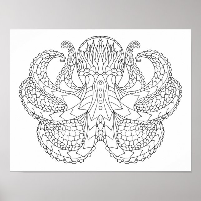 Ethnischer Gemusterter Oktopus 2 Poster (Vorne)
