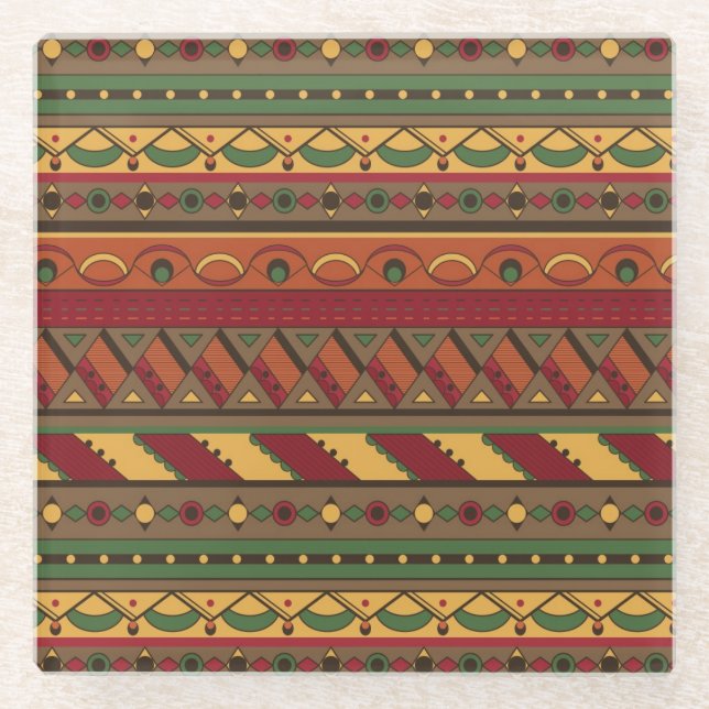 Ethnischer Hintergrund Glasuntersetzer (Vorderseite)
